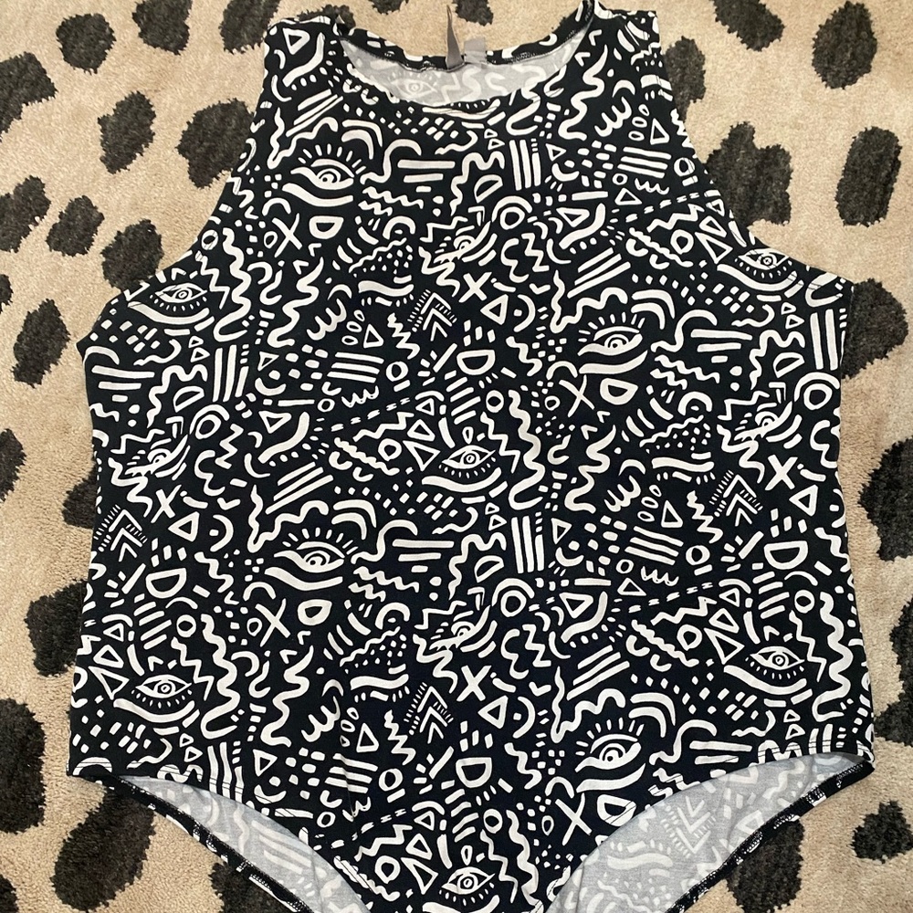 ASOS Curve Black and White Patterned Bodysuit